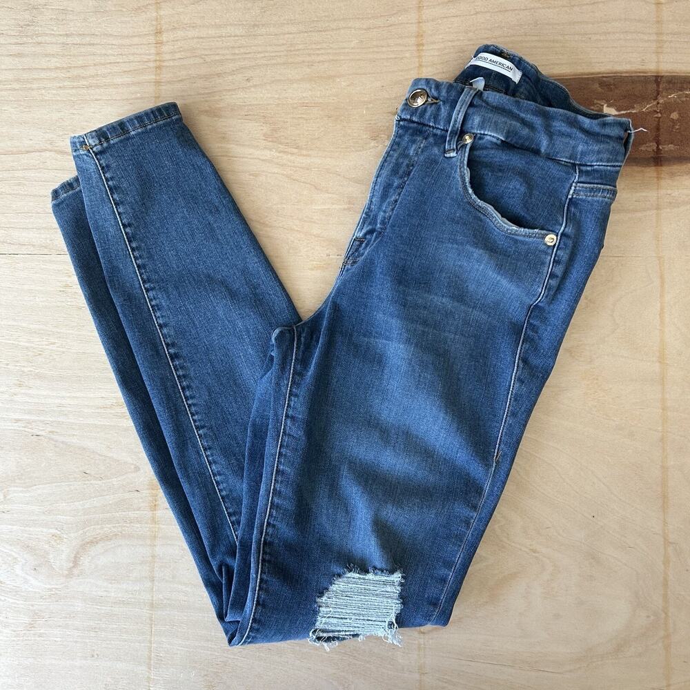 Good American Good Legs Skinny Denim Blue Jeans High Rise Women’s 2/26